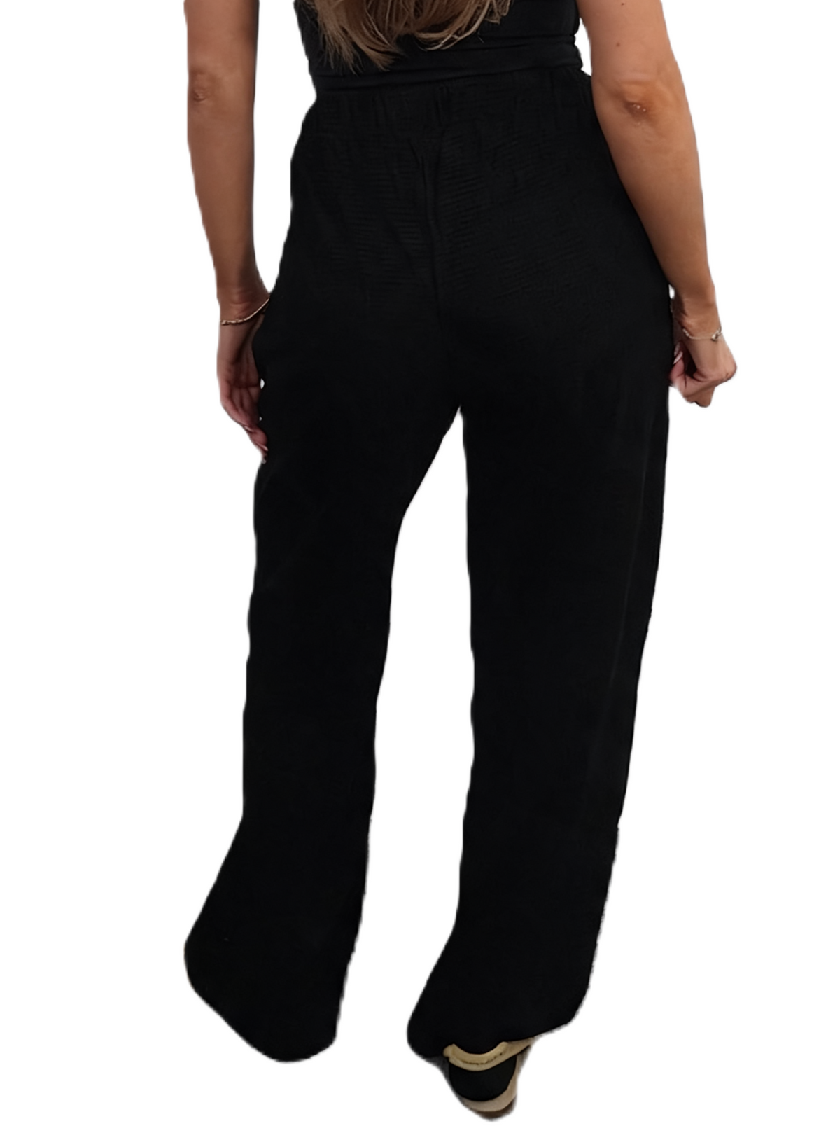 High-Waisted Wide-Leg Trousers with Drawstring