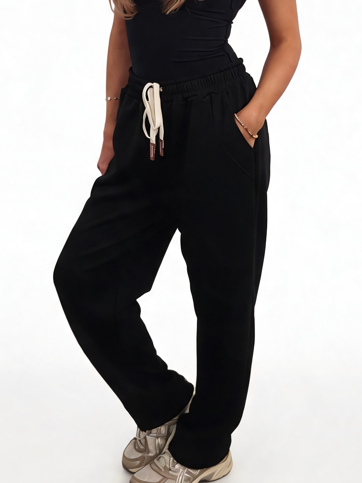 Relaxed Straight Leg Drawstring Elasticated Waist Sweatpants
