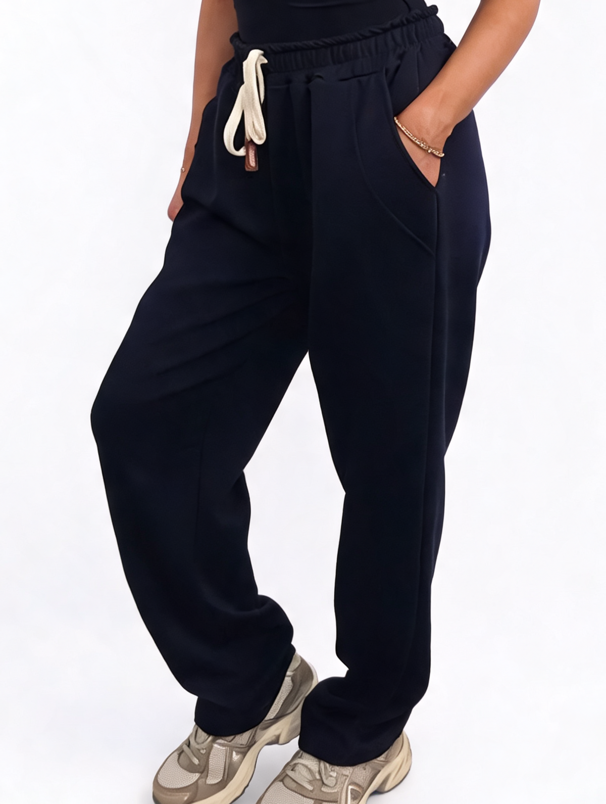 Relaxed Straight Leg Drawstring Elasticated Waist Sweatpants