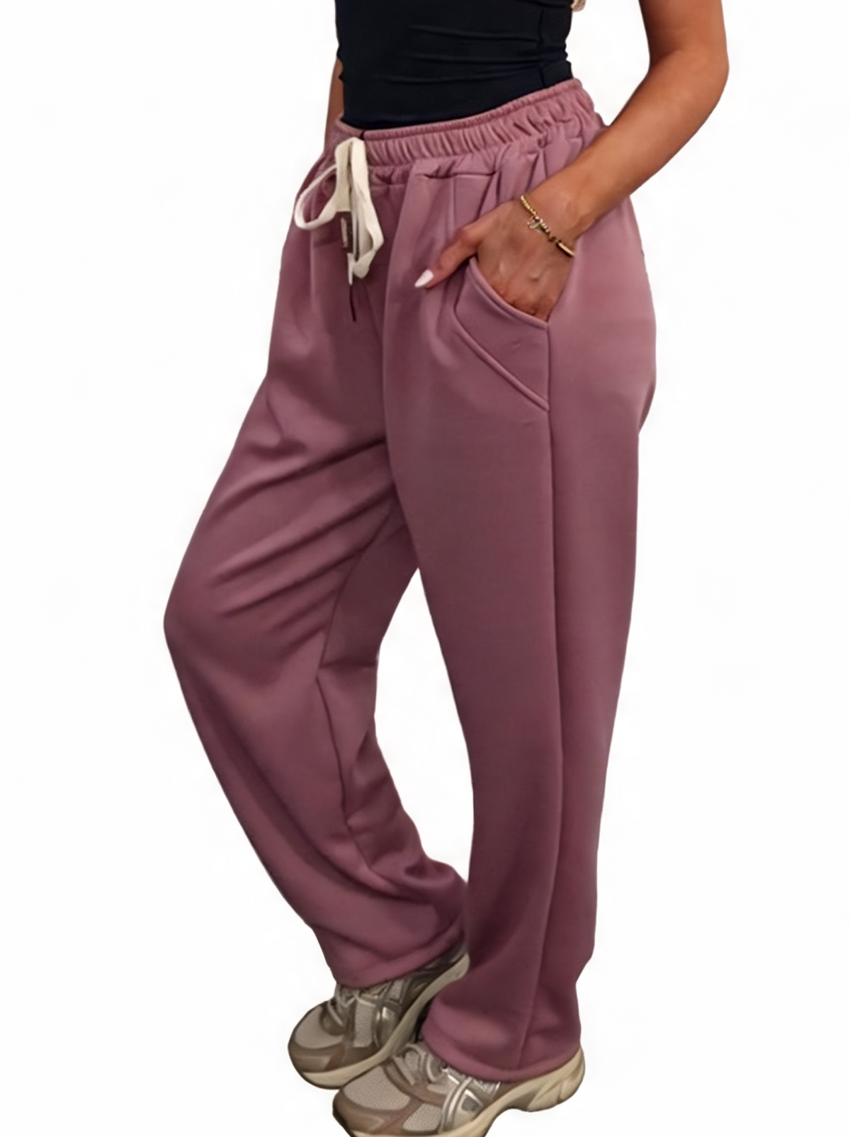 Relaxed Straight Leg Drawstring Elasticated Waist Sweatpants