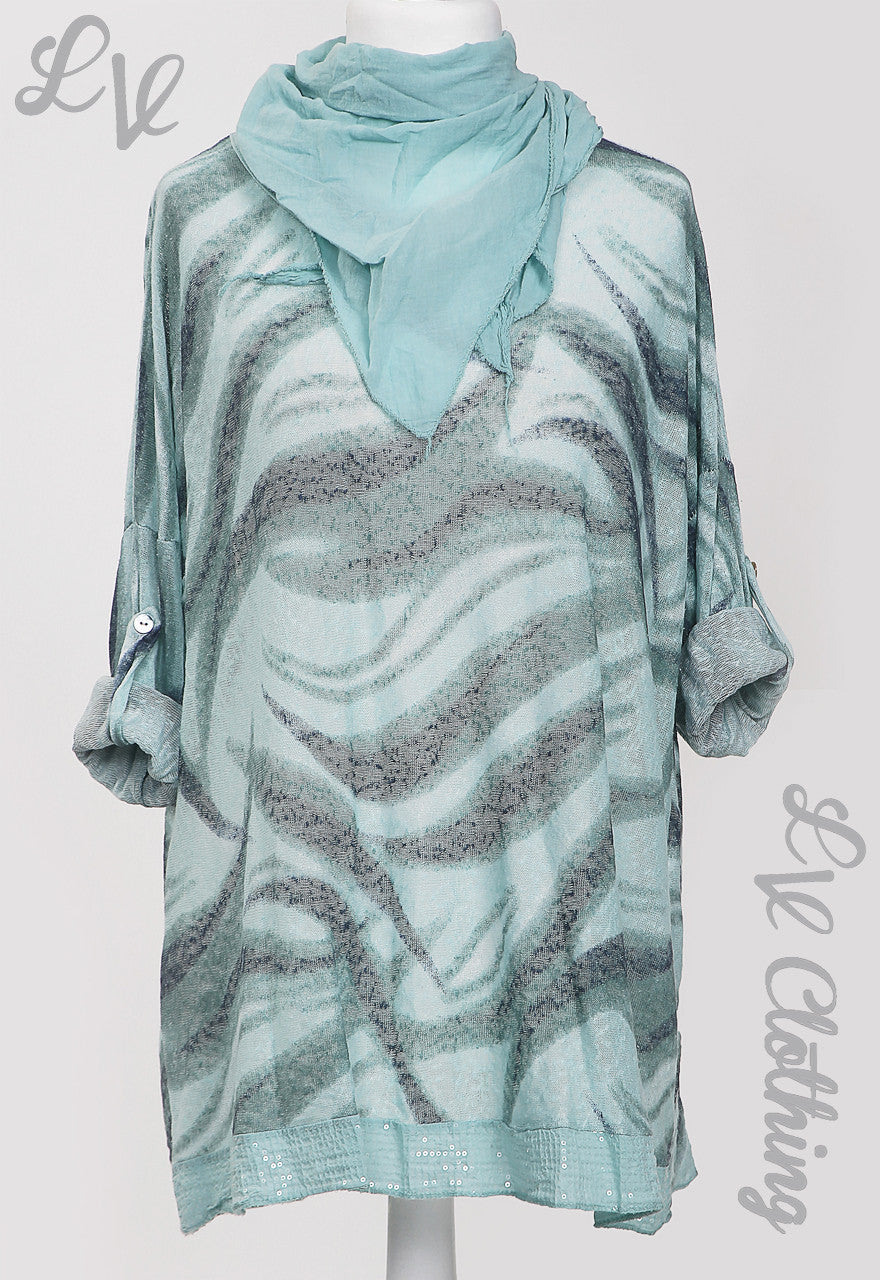 Ladies Swirl Print Scarf Top Tiffany - Unit Price £11.99