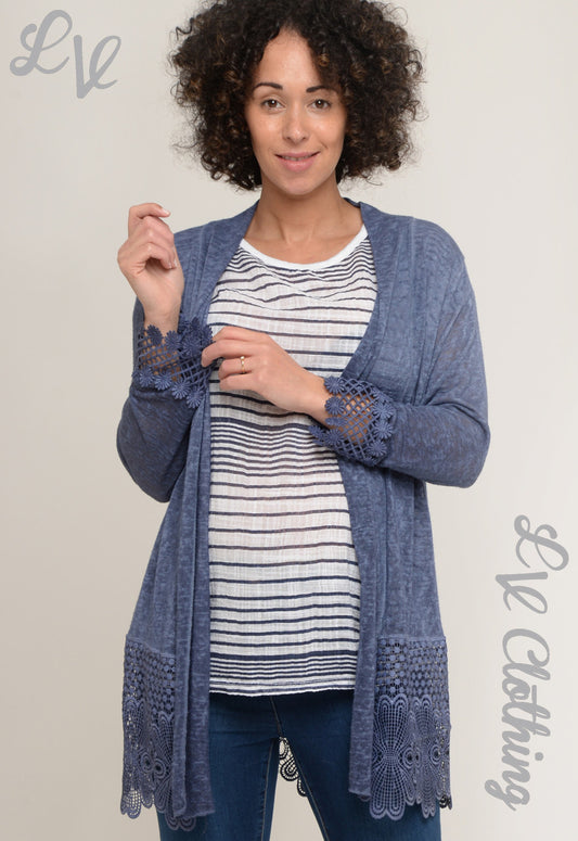 Ladies Crocheted Hem Cardigan £10.99